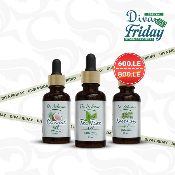 Rosmary oil + Tea Tree oil + Coconut oil لعلاج تساقط الشعر والقشرة