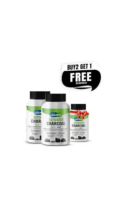 Buy 2 pieces of Gamps Charcoal 30 Cap. and Get free 10 Cap. - Selwan pharma